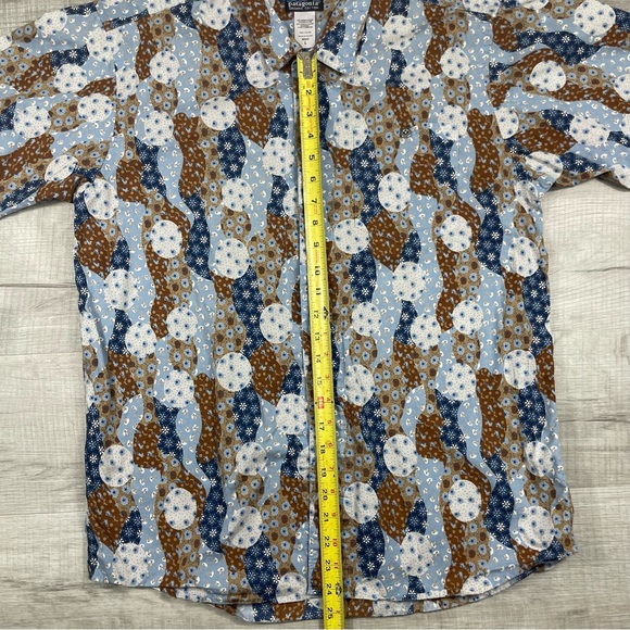 Patagonia Vintage Organic Cotton Button Down Short Sleeve Psycadellic 70s Style - Picture 7 of 8